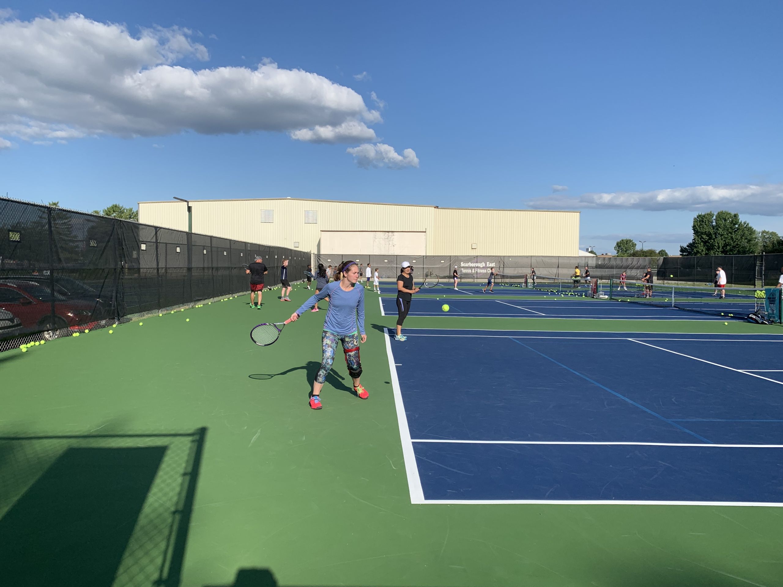 Training on the outdoor courts