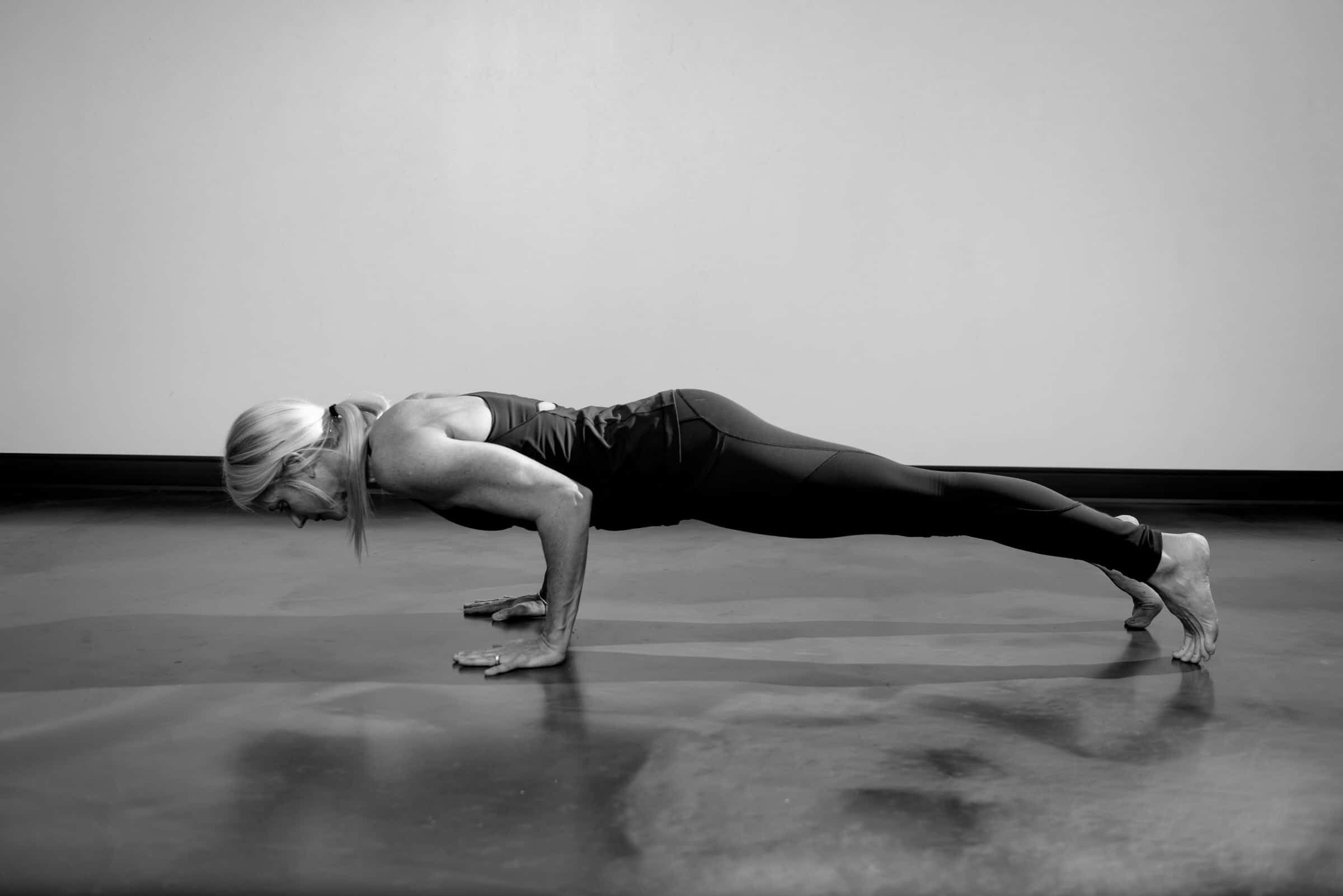 Heidi doing Plank Pose